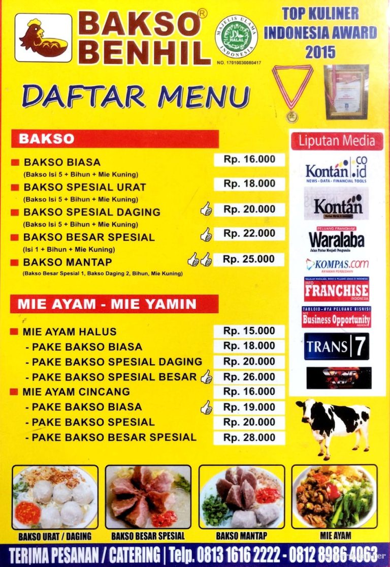 Bakso Benhil Menu