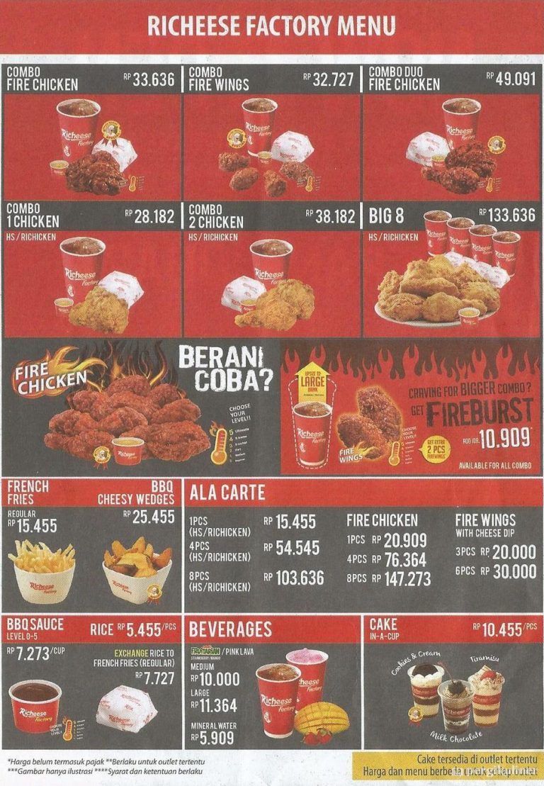 Richeese Factory Menu