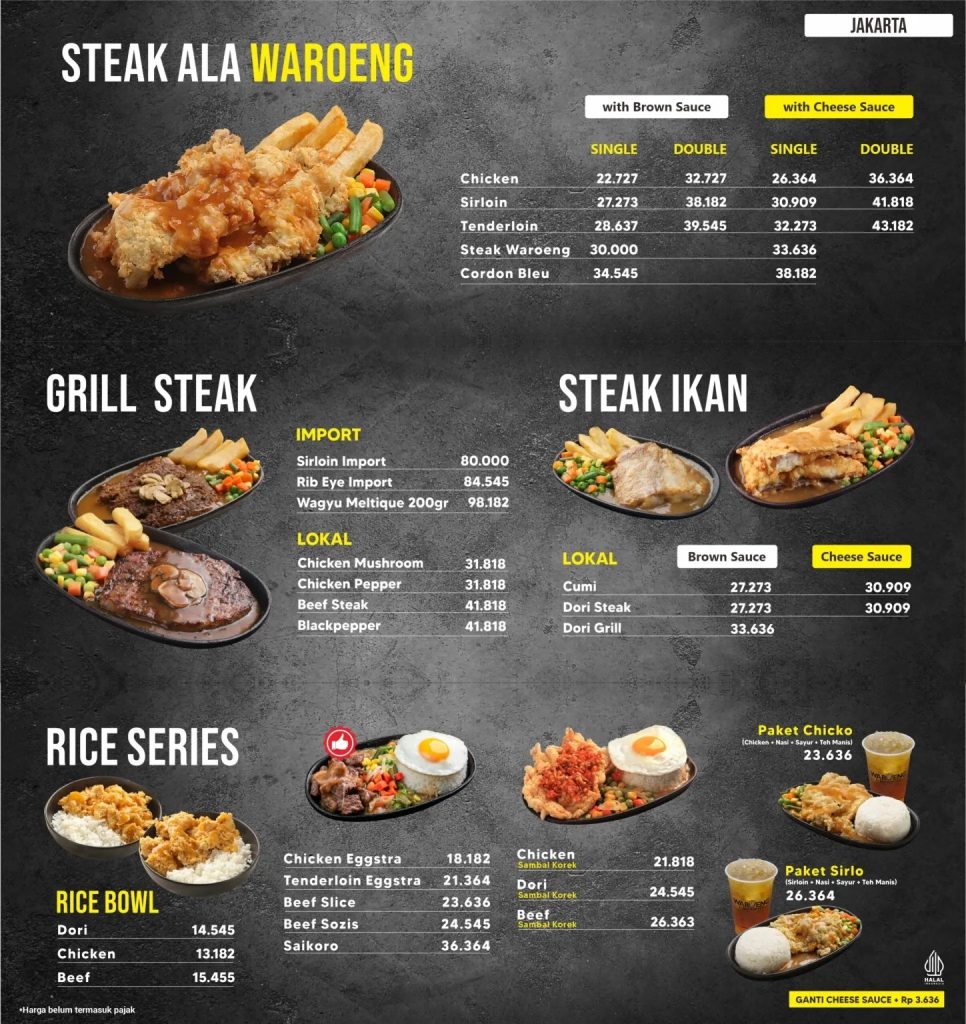 Waroeng Steak & Shake Menu