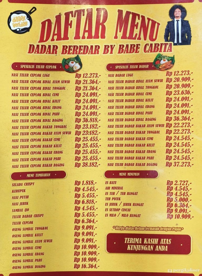Dadar Beredar menu