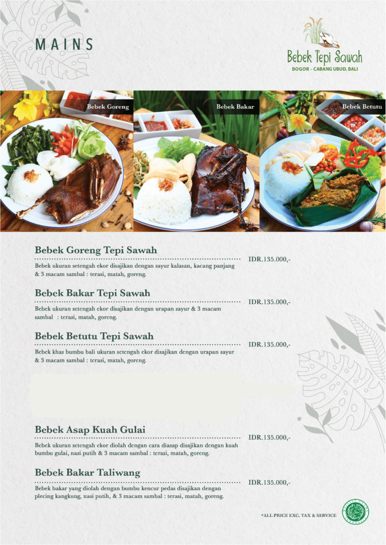 Menu Bebek Tepi Sawah