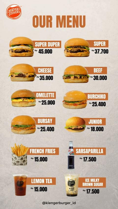 KLENGER BURGER 1 MENU